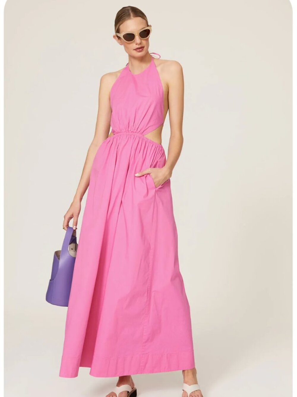STAUD Apfel Halter Maxi Dress